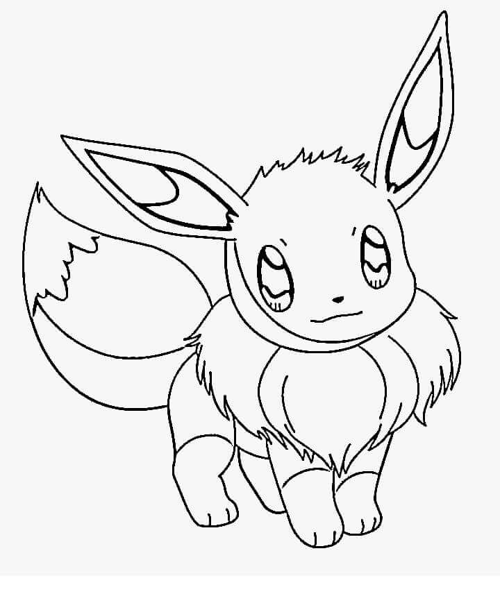Dibujo de Lindo Pokémon Eevee para Colorear y Imprimir
