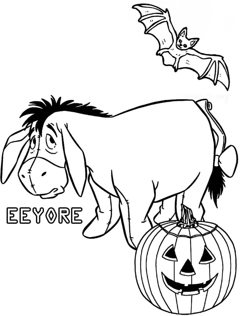 Dibujo de Eeyore En Víspera de Todos Los Santos para Colorear y Imprimir