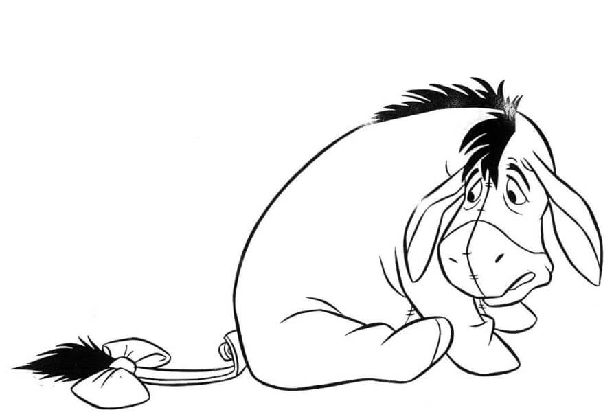 Dibujo de Eeyore Está Triste para Colorear y Imprimir
