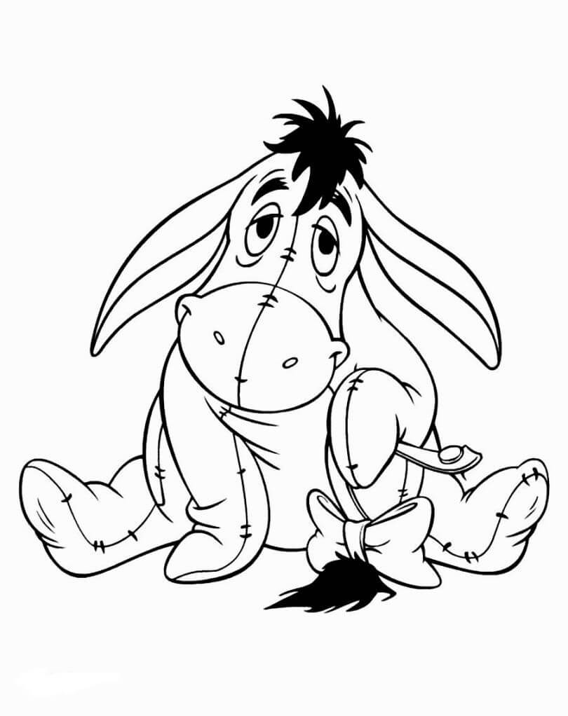 Dibujo de Eeyore Sentado para Colorear y Imprimir