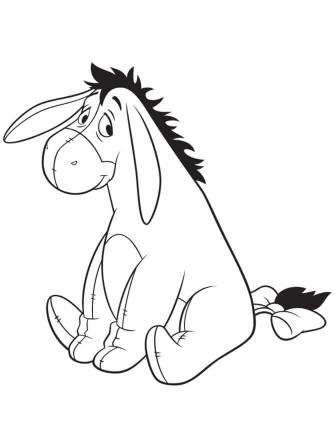 Dibujo de Eeyore Sonriendo para Colorear y Imprimir