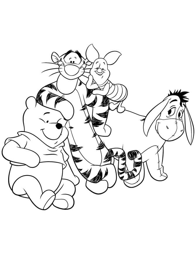 Dibujo de Eeyore y Amigo para Colorear y Imprimir