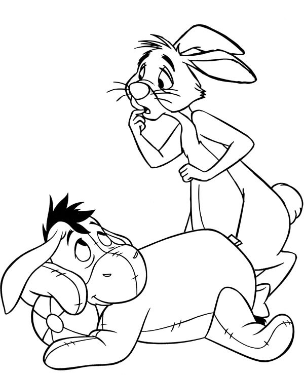 Dibujo de Eeyore y Conejo para Colorear y Imprimir