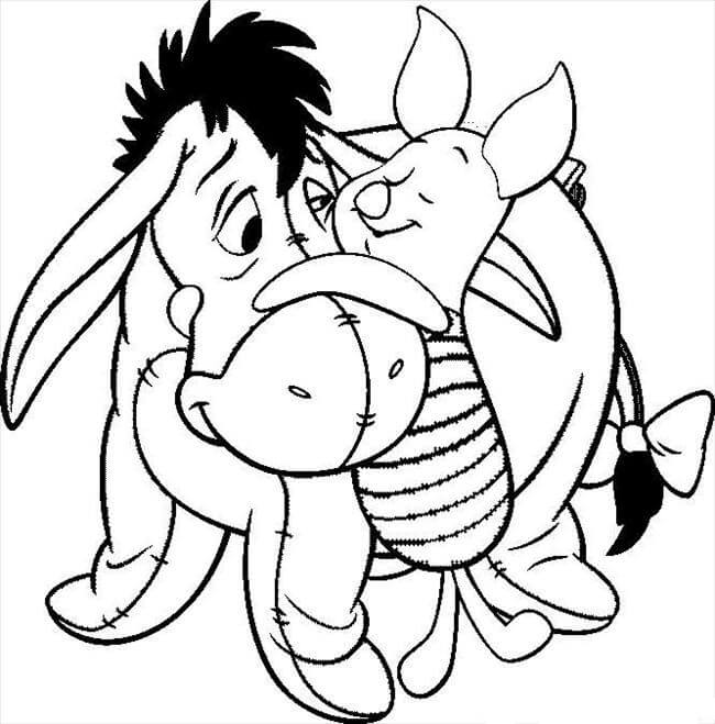 Dibujo de Eeyore y Piglet para Colorear y Imprimir