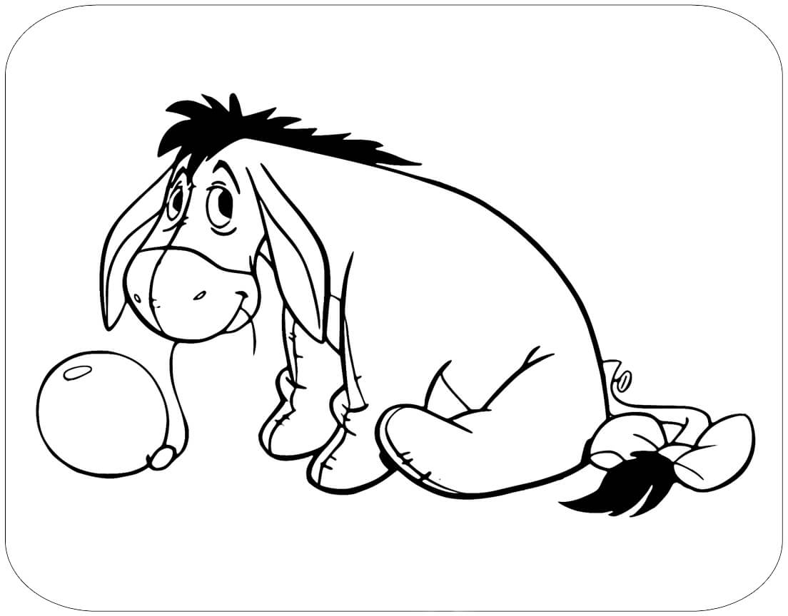 Dibujo de Pooh Con Globo para Colorear y Imprimir