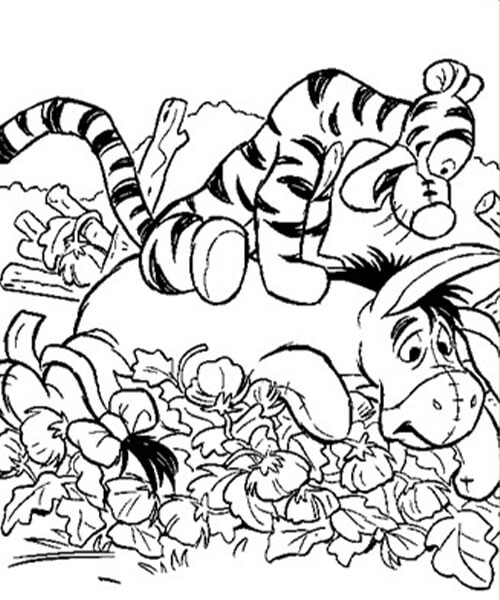 Dibujo de Tigre y Eeyore para Colorear y Imprimir