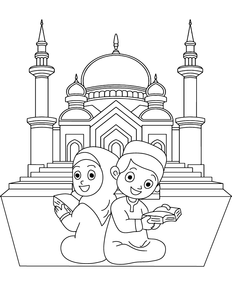 Dibujo de Eid Celebration Coloring Page For Kid para Colorear y Imprimir