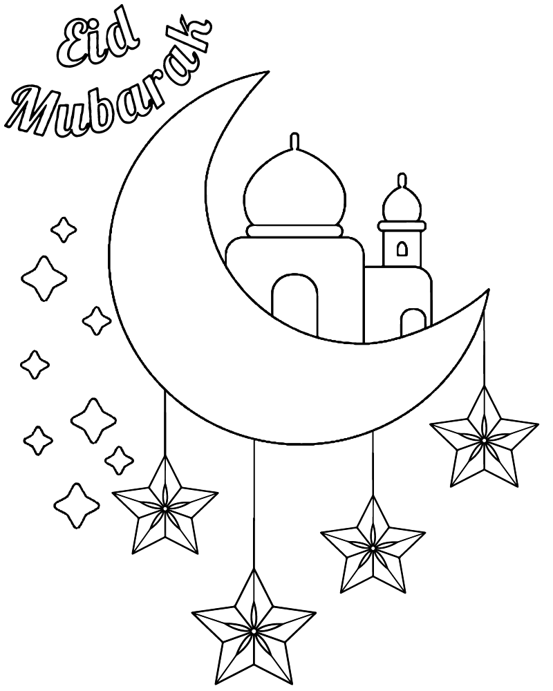 Dibujo de Eid Crescent Moon Coloring Page For Kid para Colorear y Imprimir