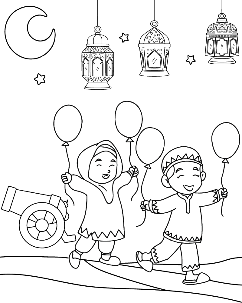 Dibujo de Eid Festival Coloring Page For Kid para Colorear y Imprimir