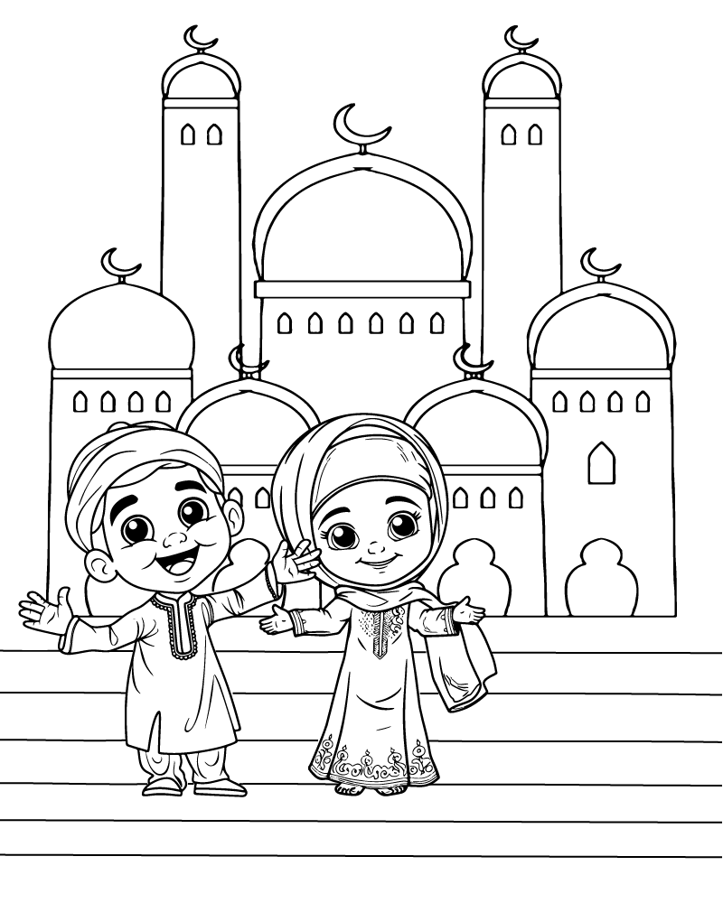 Dibujo de Eid Lantern Coloring Page For Child para Colorear y Imprimir