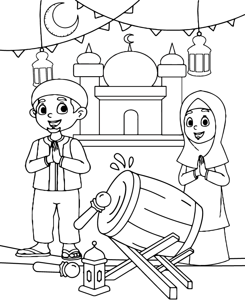 Dibujo de Eid Traditions Coloring Page For Child para Colorear y Imprimir