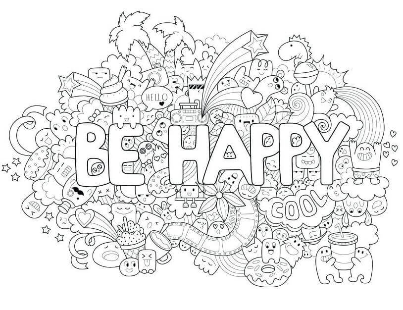 Dibujo de Ser ¡Feliz para Colorear y Imprimir