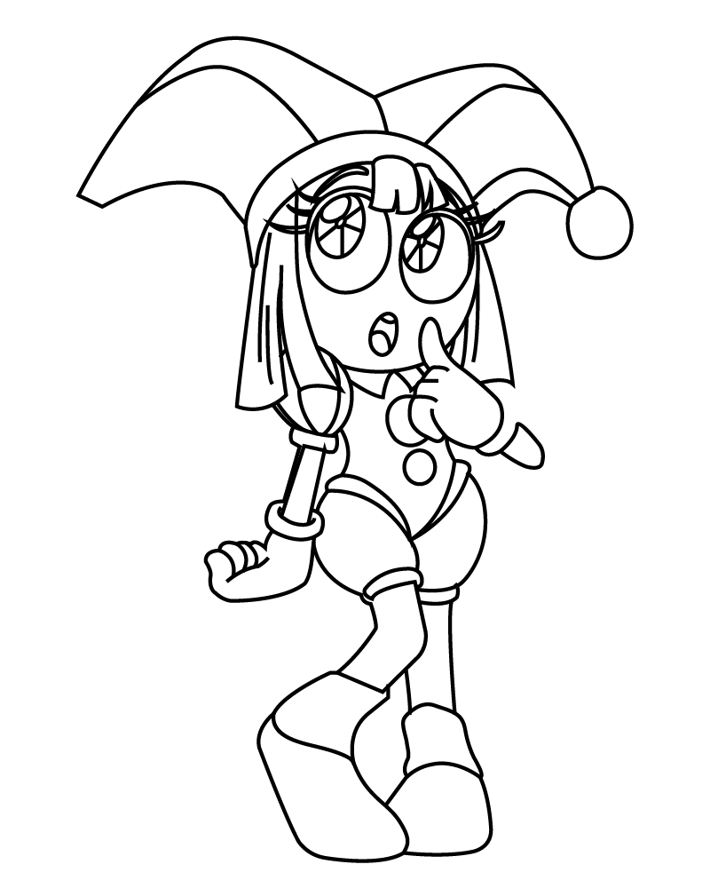 Dibujo de Easy Printable Of Pomni Coloring Pagepng para Colorear y Imprimir
