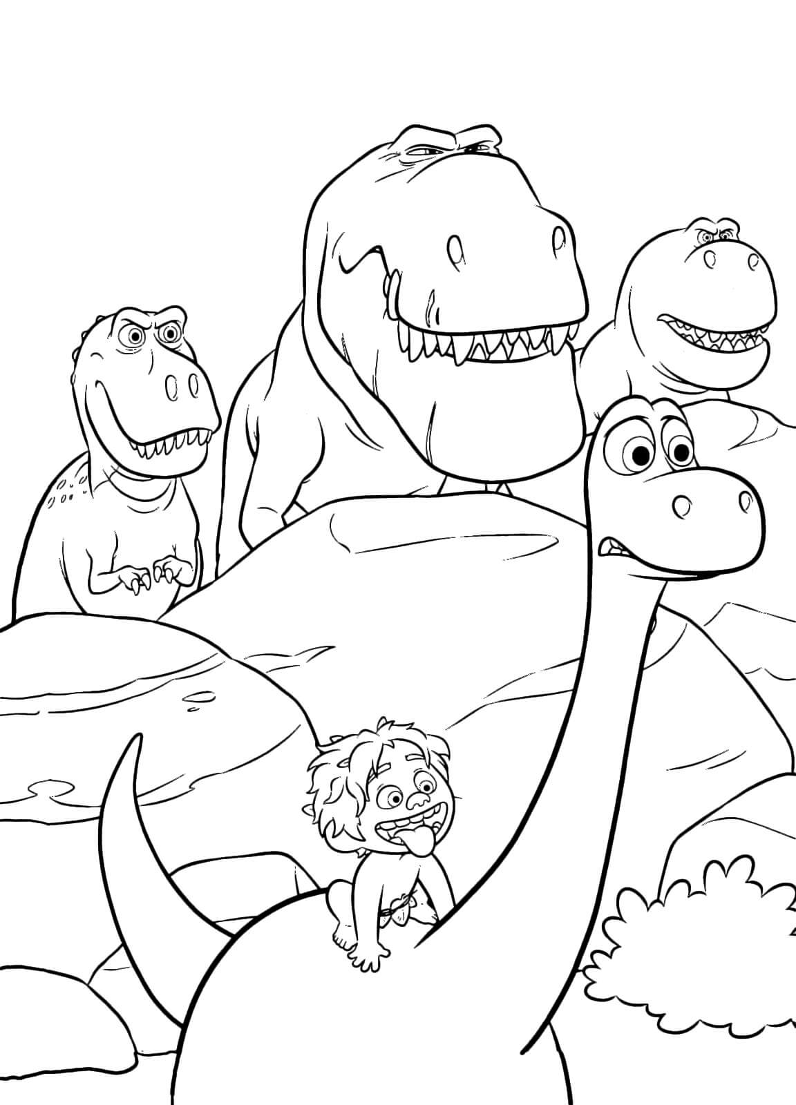 Dibujo de Butch Ramsey Nash Arlo y Spot Miran Escondidos Detrás de Una Roca para Colorear y Imprimir