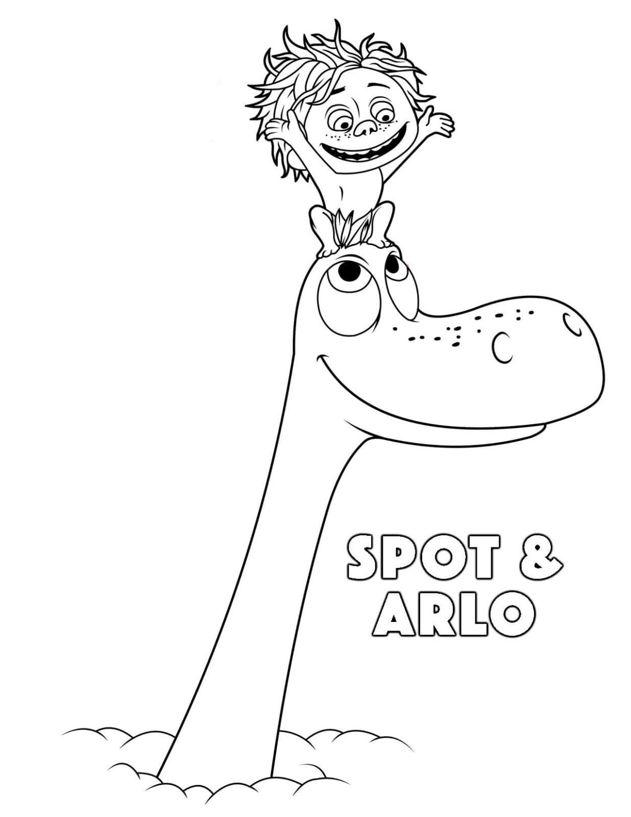 Dibujo de Spot Sentado En La Cabeza Arlo para Colorear y Imprimir