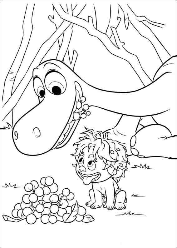 Dibujo de Spot y Arlo Comiendo Fruta para Colorear y Imprimir