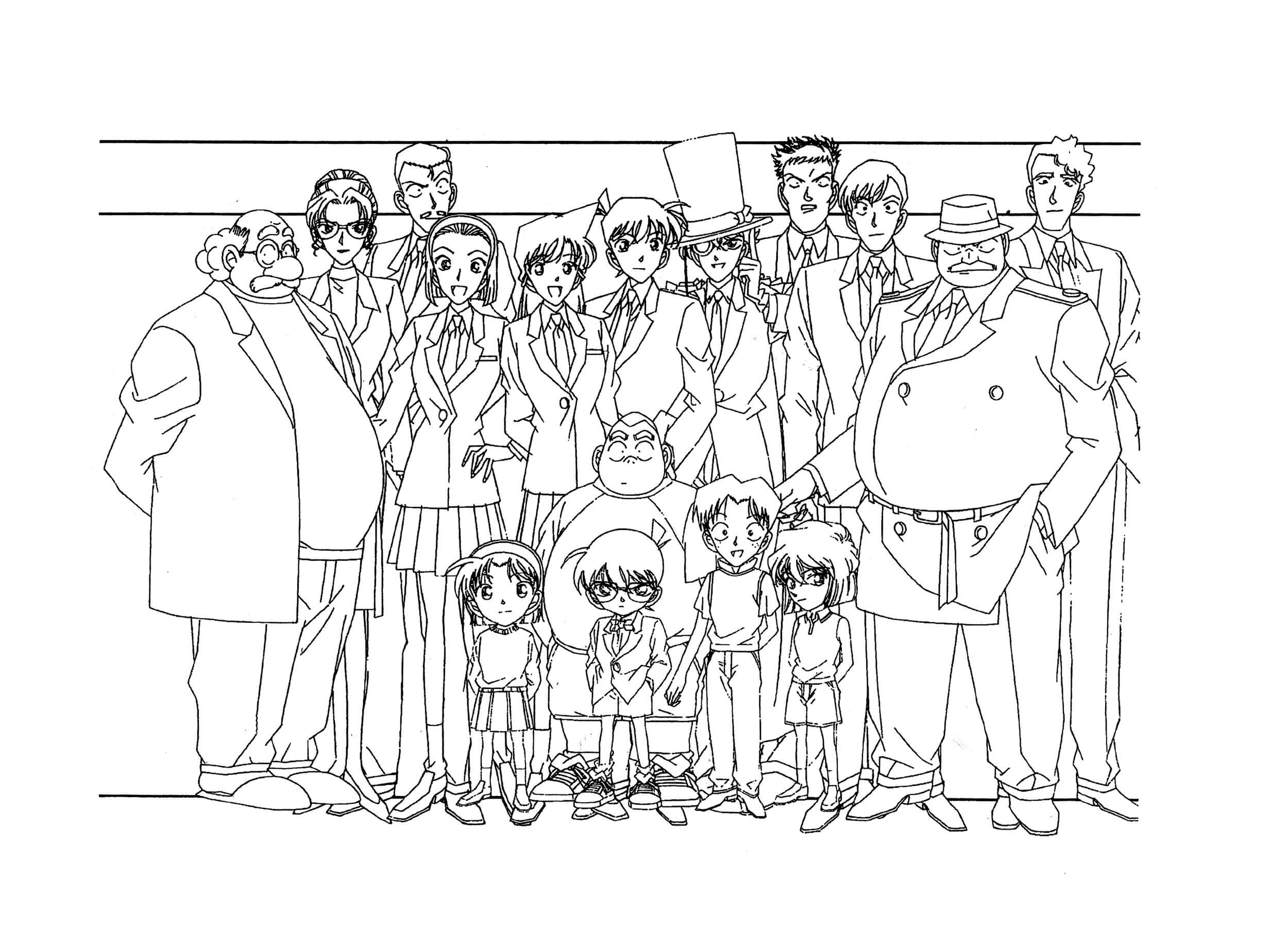 Dibujo de Conan y Todos Los Personajes para Colorear y Imprimir