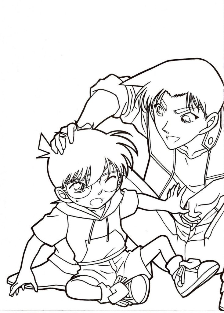 Dibujo de Heiji y Conan para Colorear y Imprimir