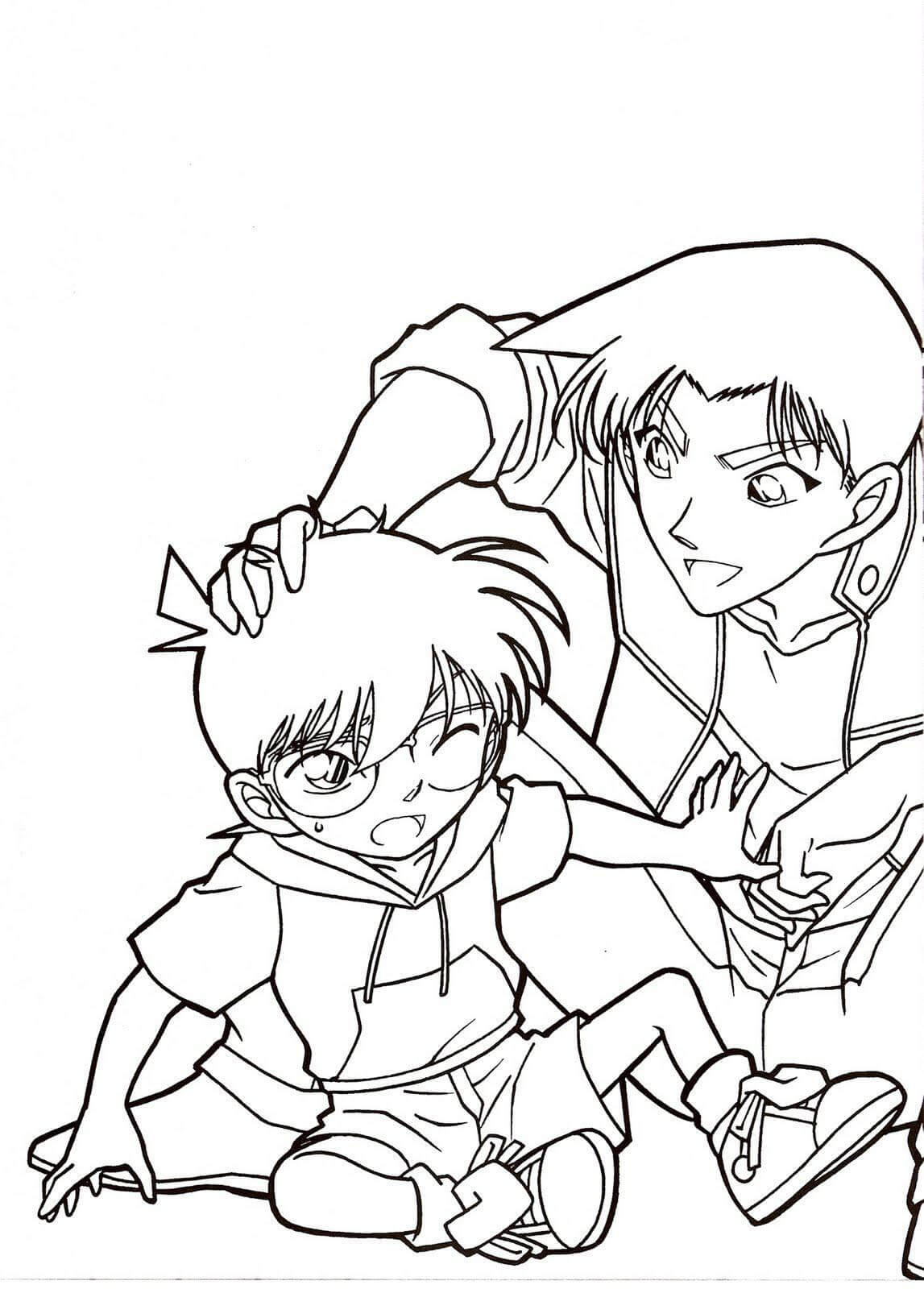 Dibujo de Heiji y Conan para Colorear y Imprimir