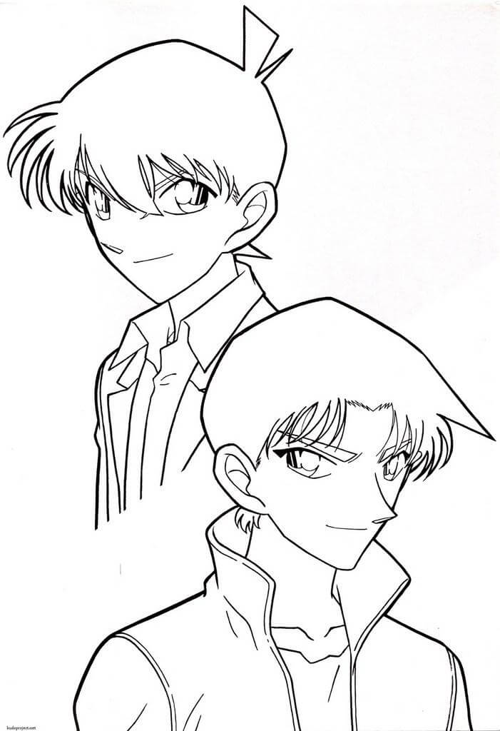 Dibujo de Shinichi y Heiji para Colorear y Imprimir