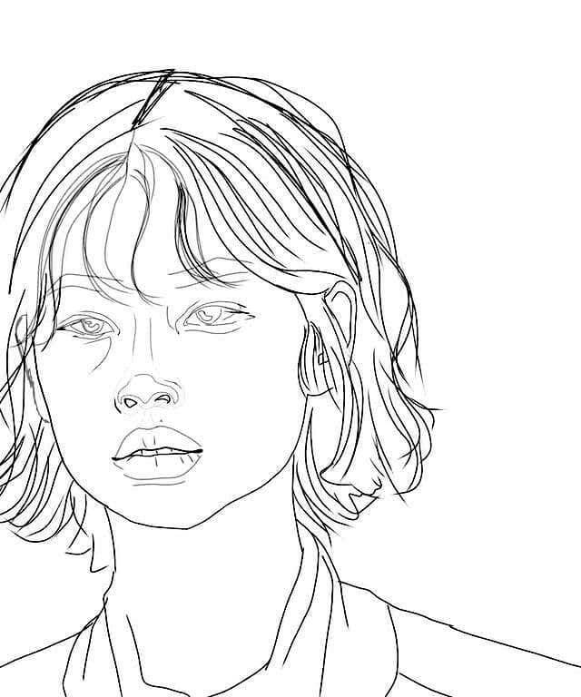 Dibujo de Cara Kang Sae Byeok Jugador de Juego de Calamar para Colorear y Imprimir
