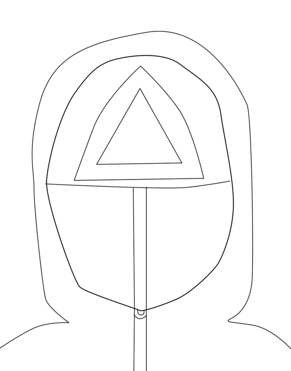 Dibujo de Dibujo Cara Triángulo Uniforme Guardia Roja para Colorear y Imprimir