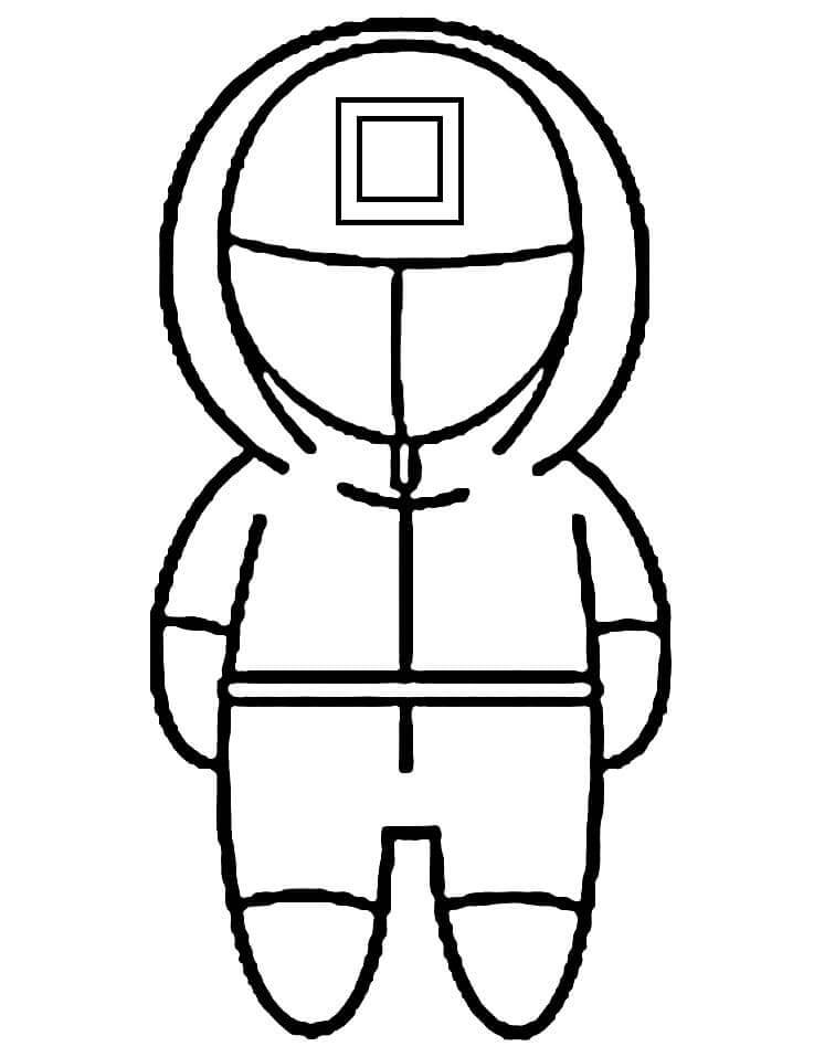 Dibujo de Uniforme de Guardia Roja Cuadrado Chibi para Colorear y Imprimir