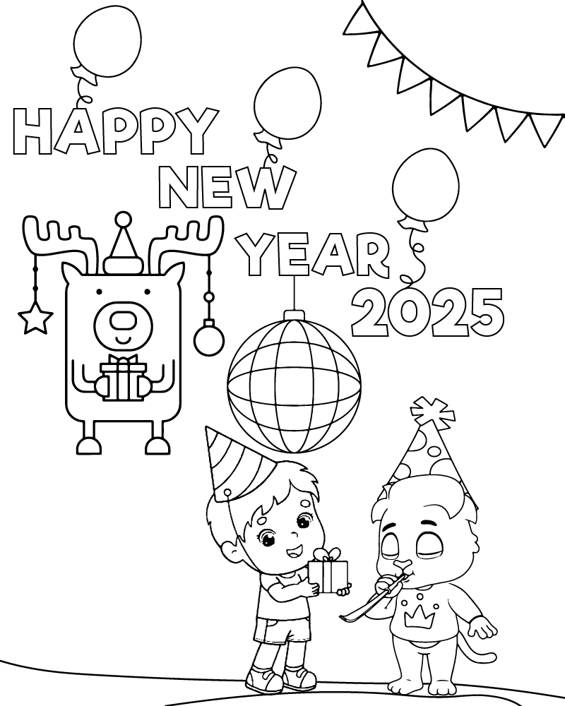 Dibujo de 2025 New Year Coloring Page para Colorear y Imprimir