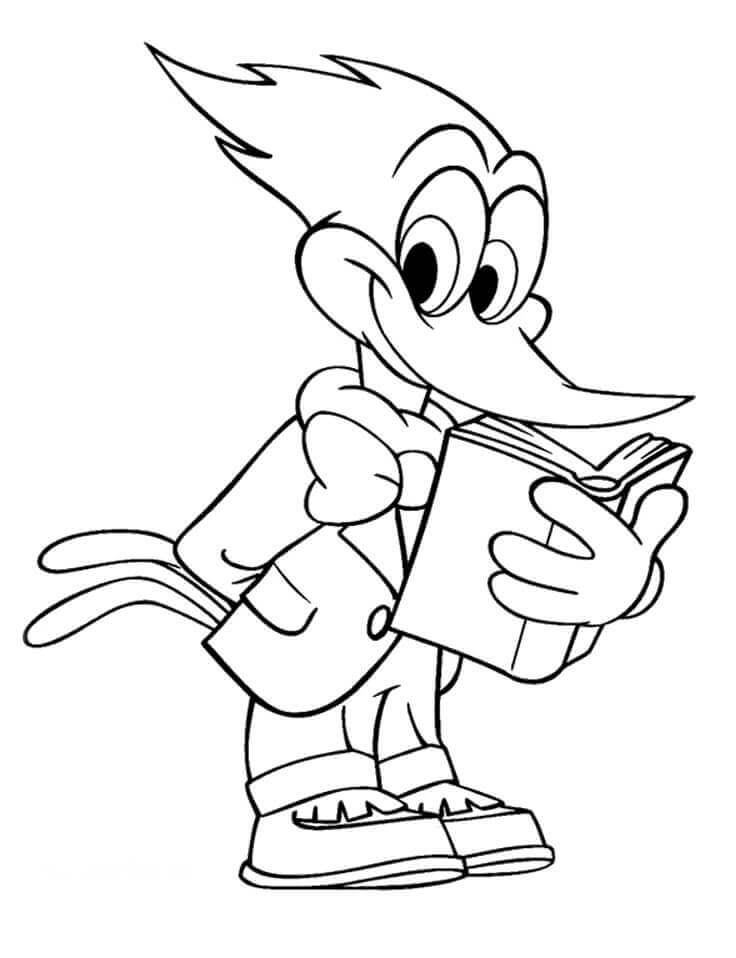 Dibujo Libro De Lectura Woody Woodpecker Colorear