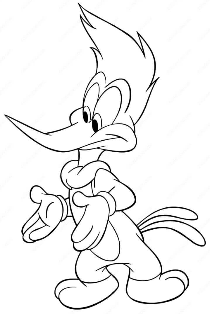 Dibujo Pajaro Carpintero Lenoso Normal Colorear