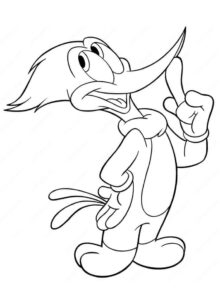 Dibujo Pajaro Carpintero Y Amigo Yendo A Pescar Colorear