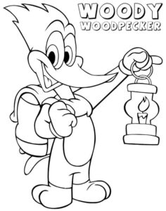 Dibujo Woody Woodpecker Con Lampara De Aceite Colorear