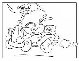 Dibujo Woody Woodpecker En Coche Colorear