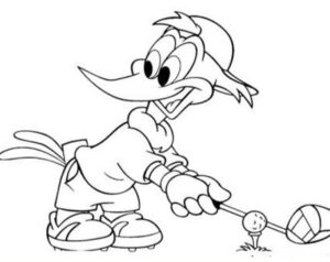 Dibujo Woody Woodpecker Jugando Al Golf Colorear