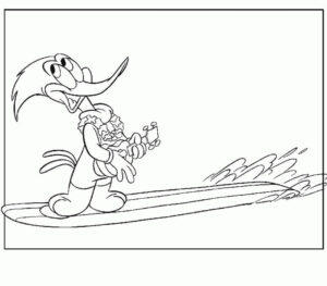 Dibujo Woody Woodpecker Navega Y Toca La Guitarra Colorear