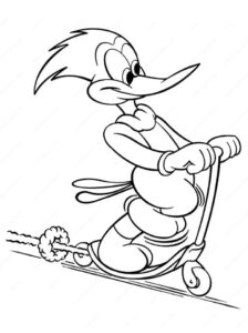 Dibujo Woody Woodpecker Rides A Sled Colorear
