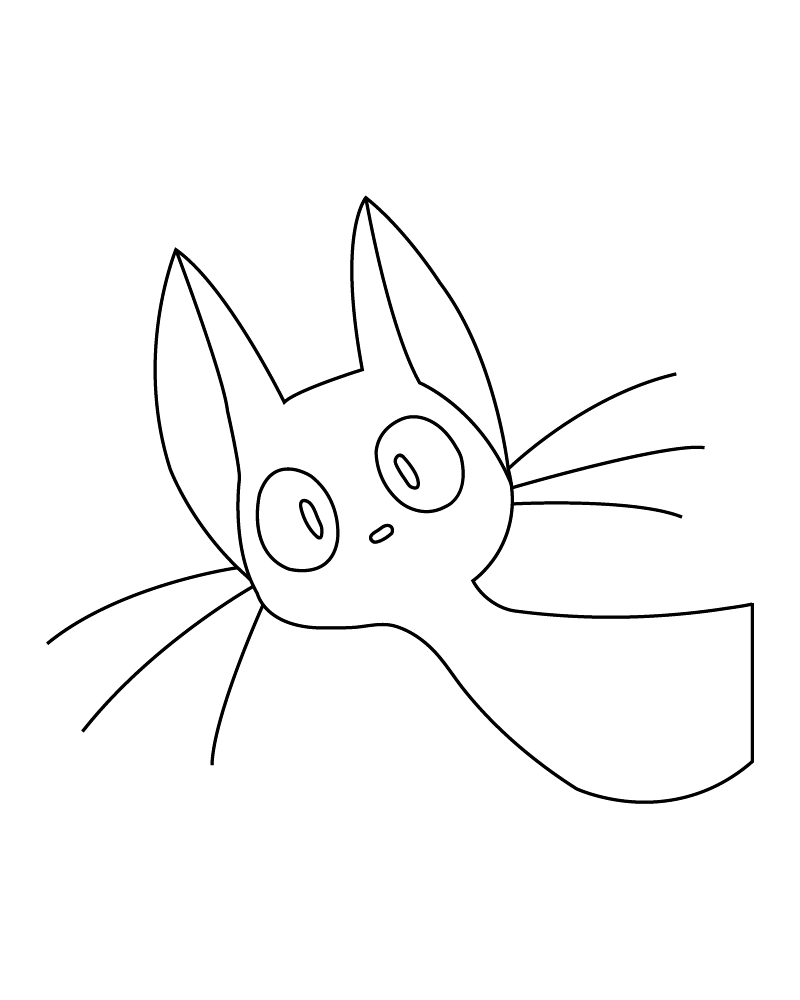Dibujo de Kiki And Jiji Kawaii Cat Coloring For Kids para Colorear y Imprimir