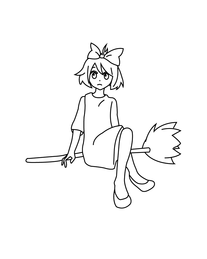 Dibujo de Kikis Delivery Service Flying Adventure Coloring Page 1 para Colorear y Imprimir