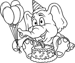 dibujo cumpleanos de elefante para colorear