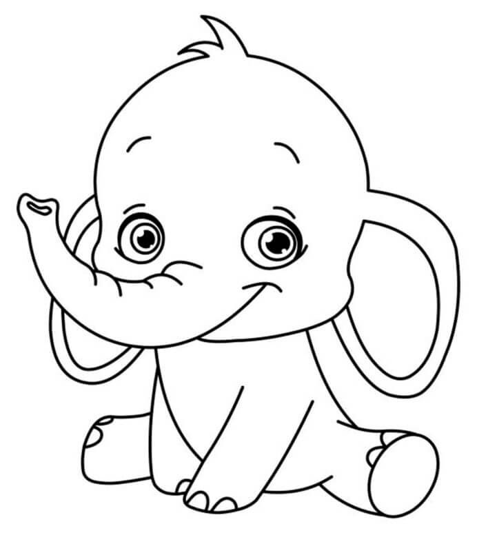 dibujo elefante chibi para colorear