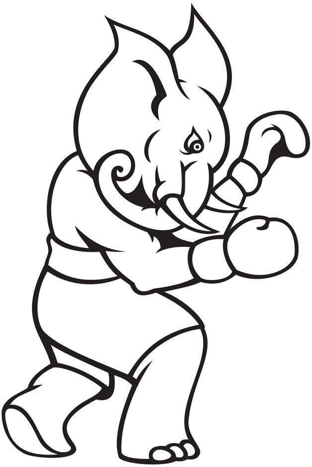 dibujo elefante de boxeo para colorear
