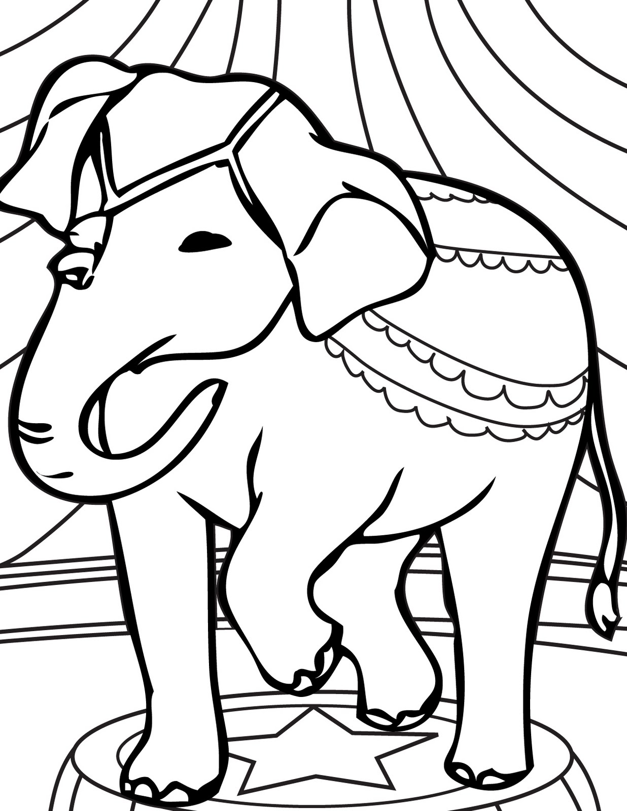 dibujo elefante en circo para colorear