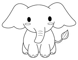 dibujo kawaii elefante para colorear