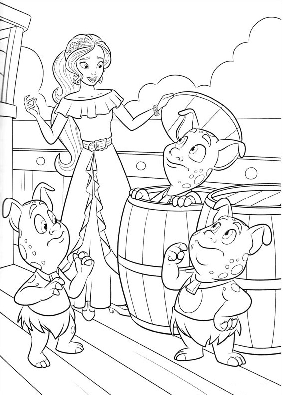 Dibujo de Elena Con Noblins para Colorear y Imprimir