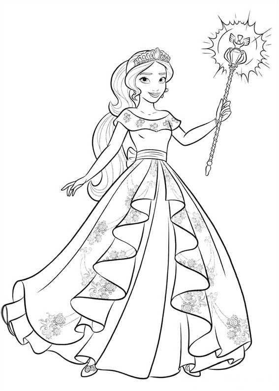 Dibujo de Elena Con Palo Mágico para Colorear y Imprimir
