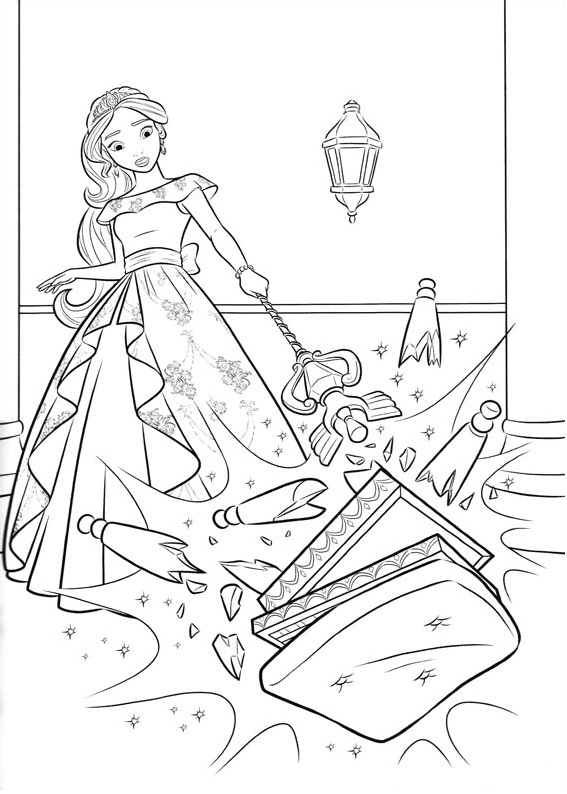 Dibujo de Elena Usando Varita Mágica para Colorear y Imprimir