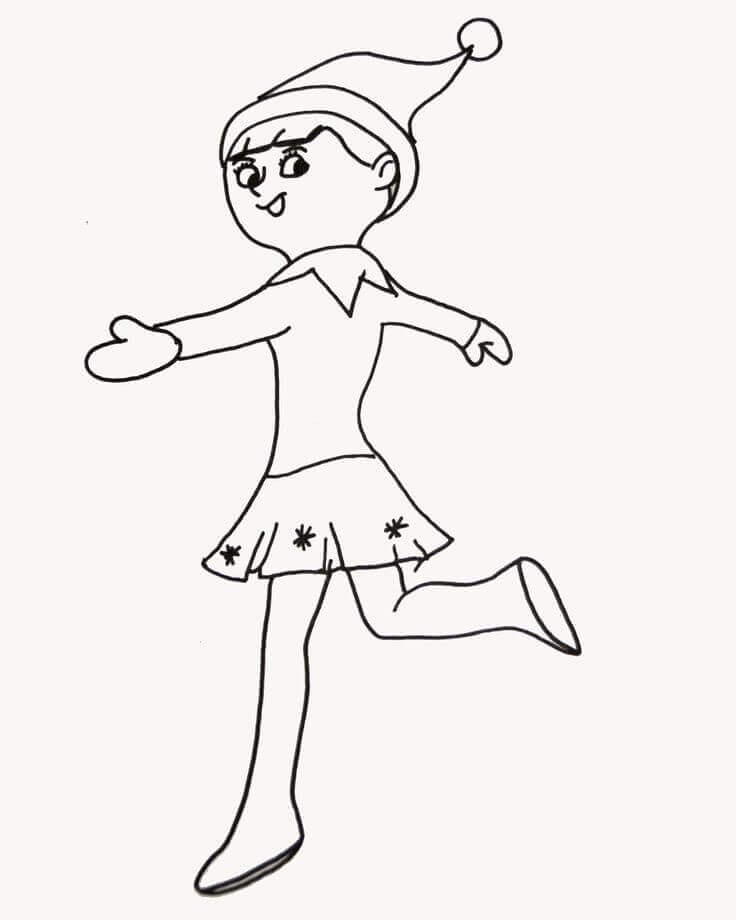 Dibujo de Elfo Asombroso En El Estante para Colorear y Imprimir