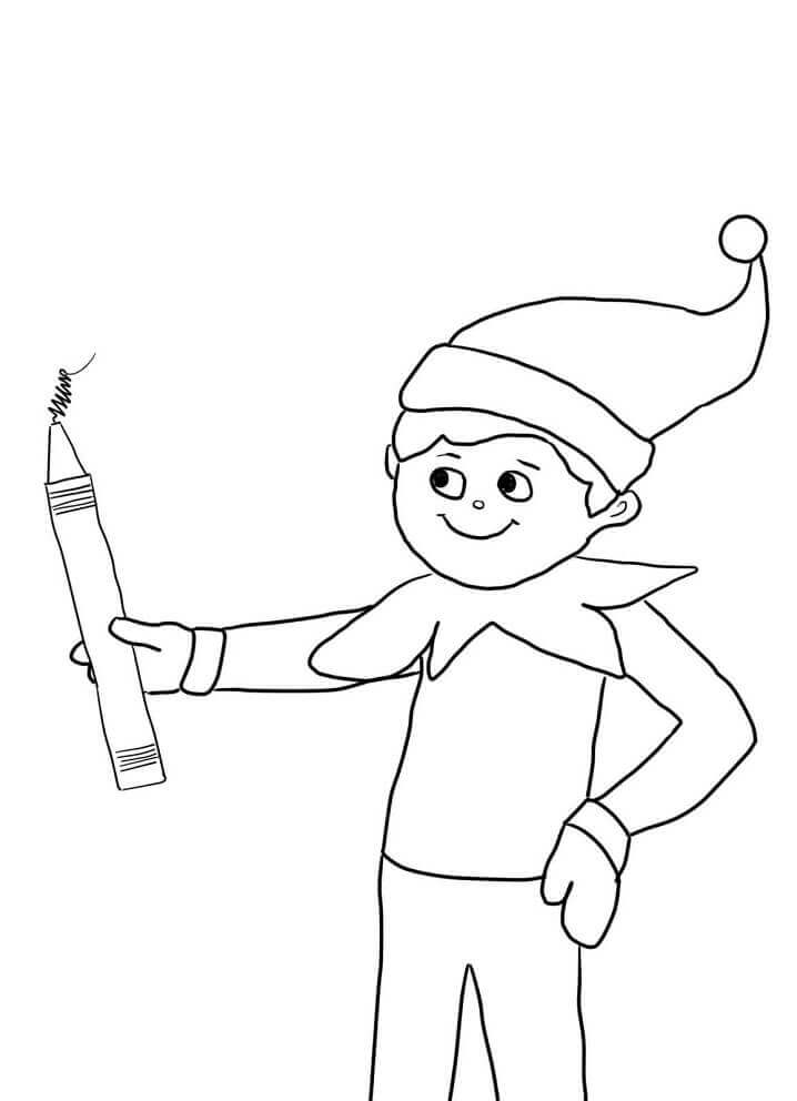 Dibujo de Elfo En El Estante Con Lápiz para Colorear y Imprimir