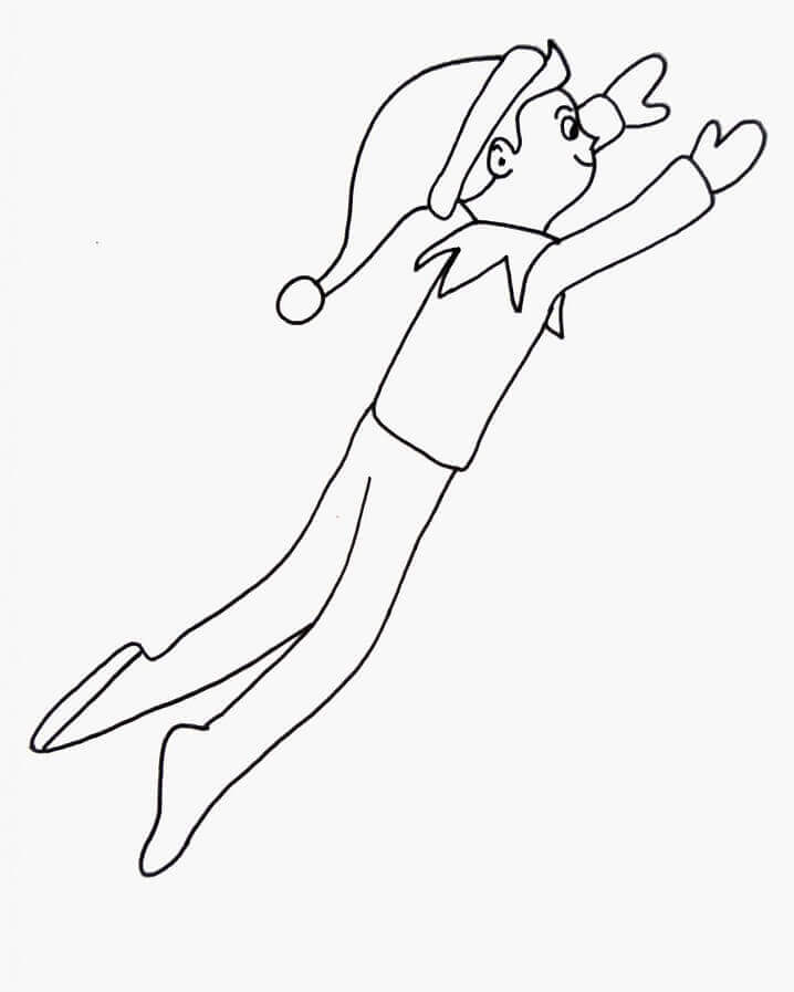 Dibujo de Elfo En El Estante Volando para Colorear y Imprimir
