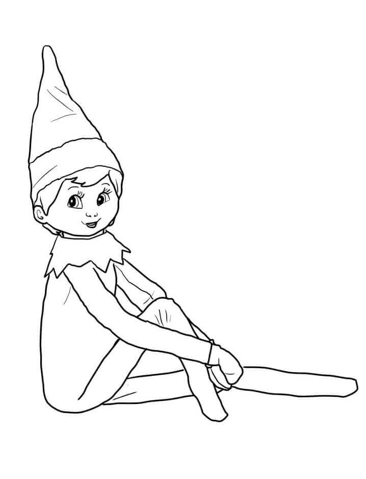 Elfo en el Estante para Colorear